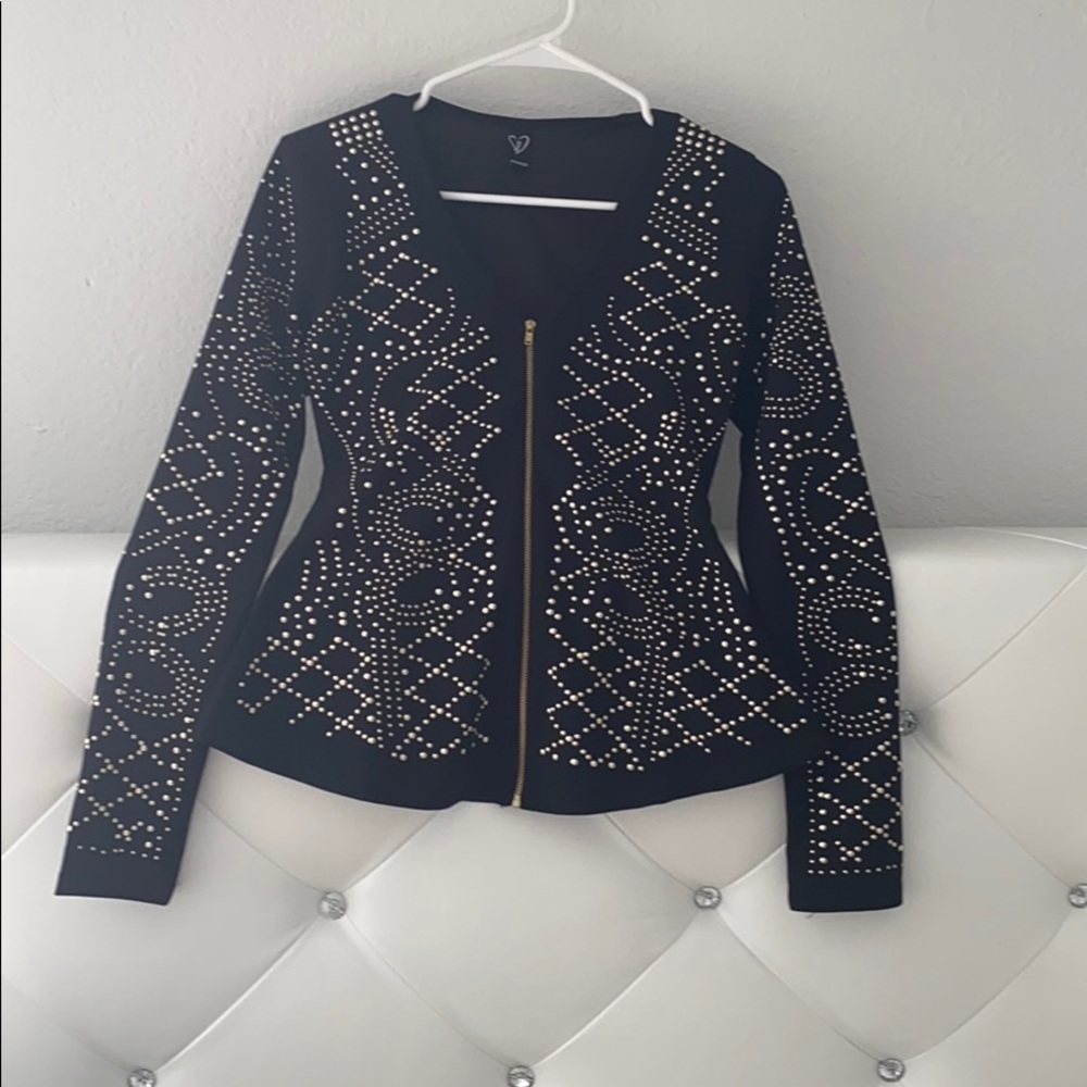 Gold studded peplum jacket
